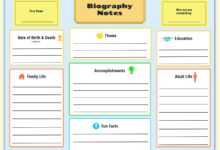 biography notes graphic organizer who what where when why how​